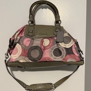 Coach Pink and Gray Signature Satchel